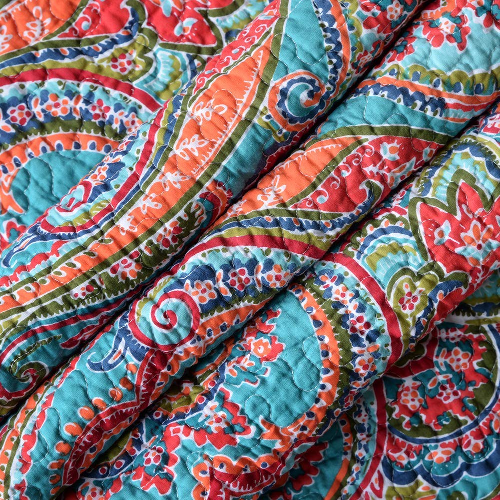 NEWLAKE Quilted Throw Blanket for Bed Couch Sofa, European Gorgeous Floral, 60X78 Inch