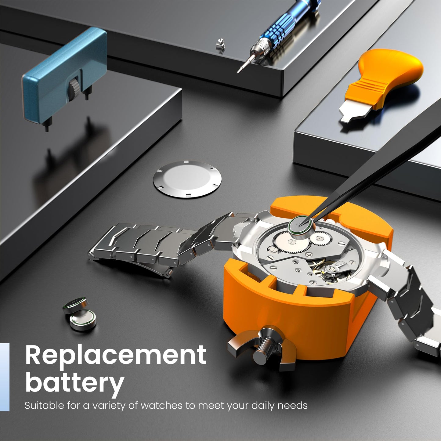 JOREST Watch Repair Kit, for Watch Battery Replacement & Watch Link Removal and Resizing & Watch Opener, Watch Repair Screwdriver Set, Watch Wrench Back Remover, Watch Cleaning, Spring Bar Tool