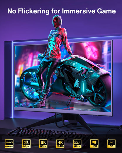 IVANKY 8K DisplayPort Cable 1.4, VESA Certified DP Cable 6.6ft (8K@60Hz, 4K@144Hz, 2K@240Hz)HBR3 Support 32.4Gbps, HDR, HDCP 2.2, FreeSync G-Sync, Braided Display Port for Gaming Monitor, Graphics, PC