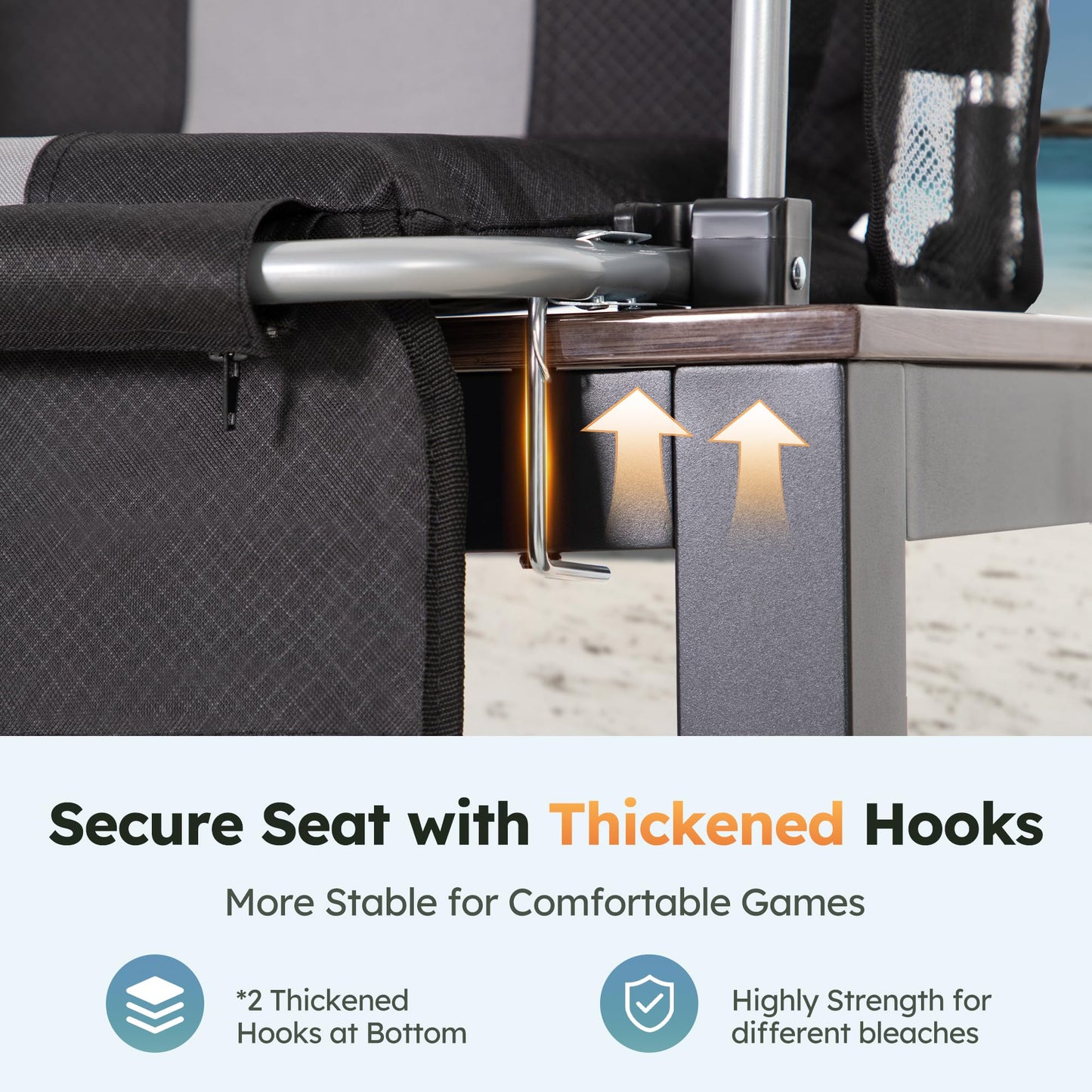 LET'S CAMP 2 Pack Folding Stadium Seats, Portable Bleacher Chairs with Comfortable Cushions, Cup Holder and Mesh Bag, Perfect for Sports Games and Outdoor Activities