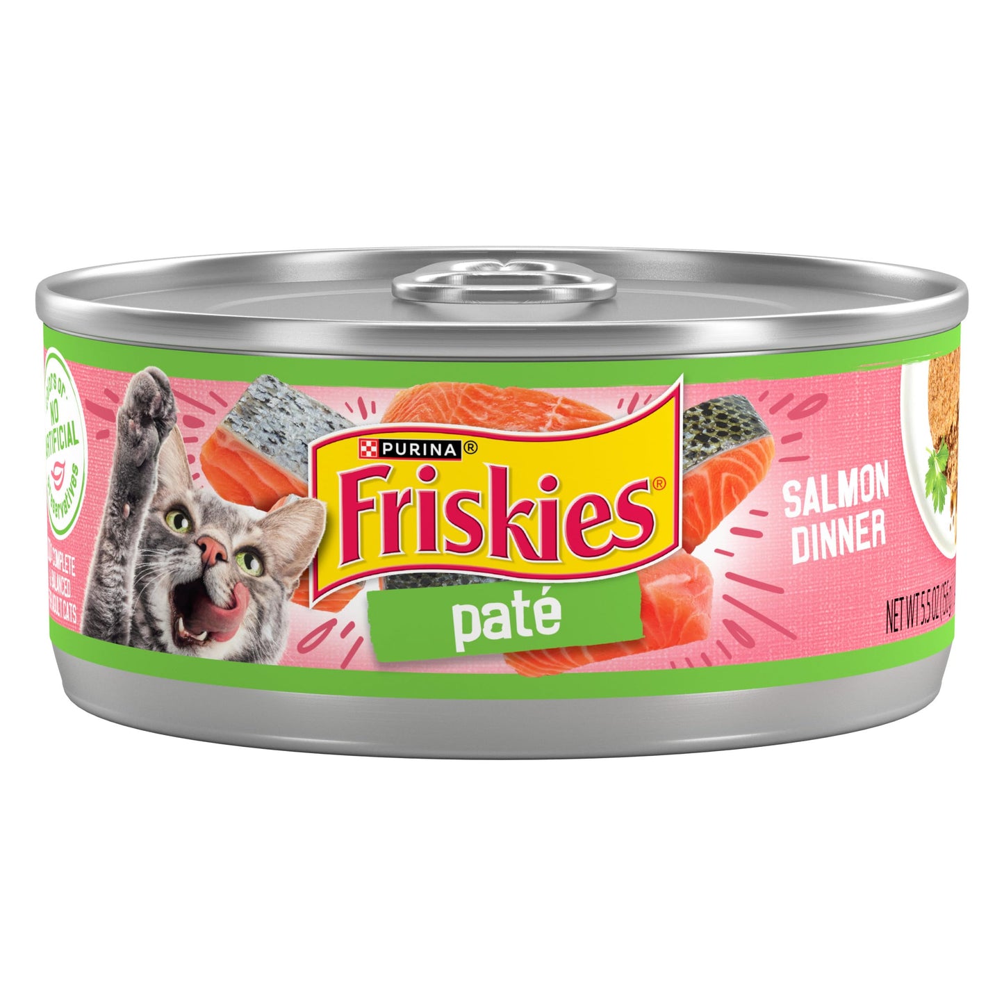 Purina Friskies Wet Cat Food Pate, Pate Salmon Dinner - (Pack of 24) 5.5 oz. Cans