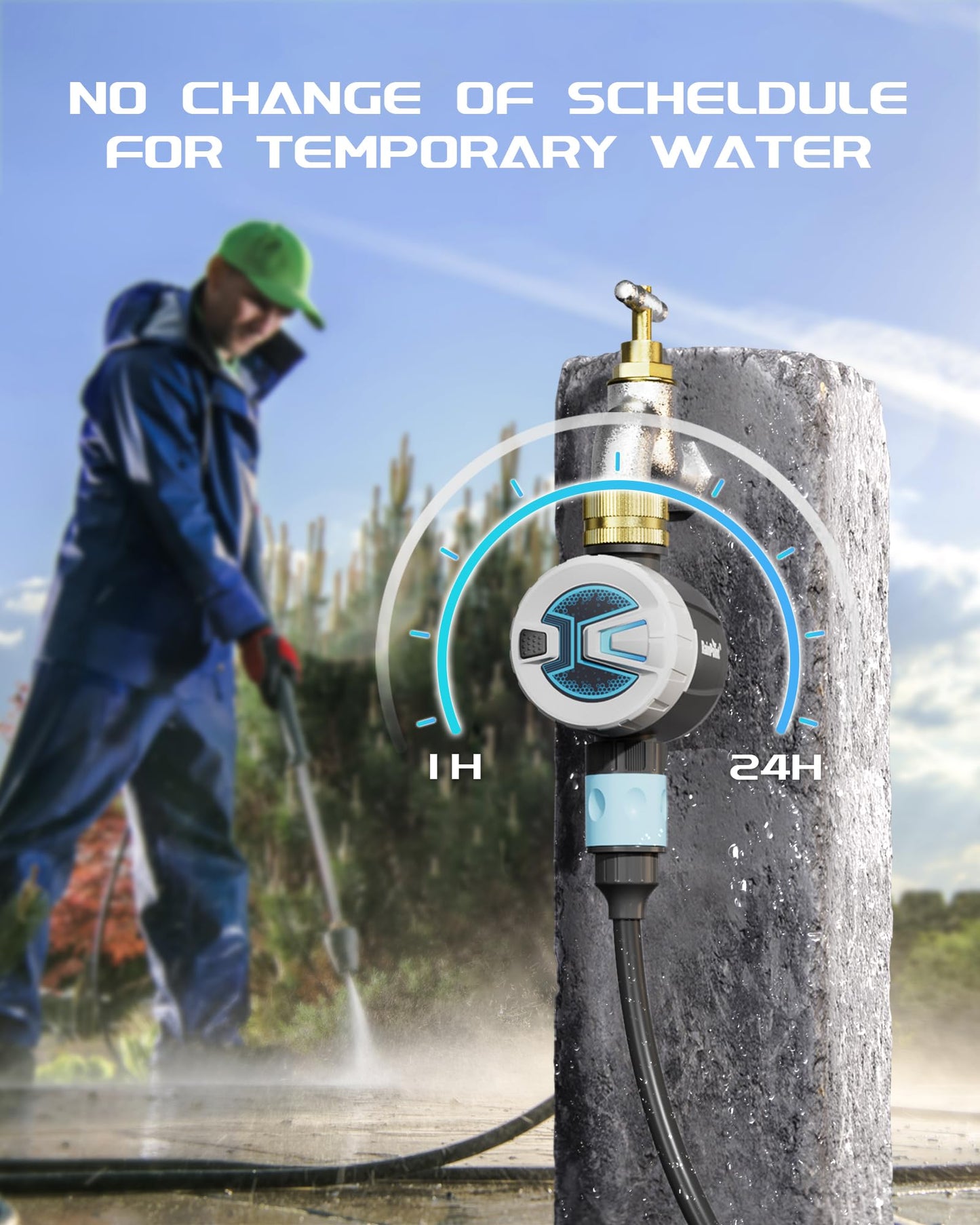 RAINPOINT WiFi Water Timer, Brass Inlet Smart Hose Faucet Timer, Automatic Irrigation System Controller for Yard Watering, APP Control via 2.4Ghz WiFi and Bluetooth (V2, 2025 Release)