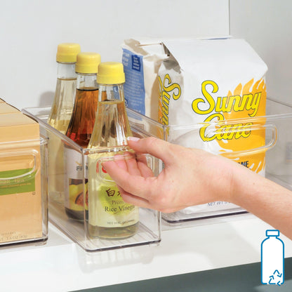 iDesign Stackable Pantry Bin with Handles for Kitchen, Fridge, or Freezer, Clear, Made in USA