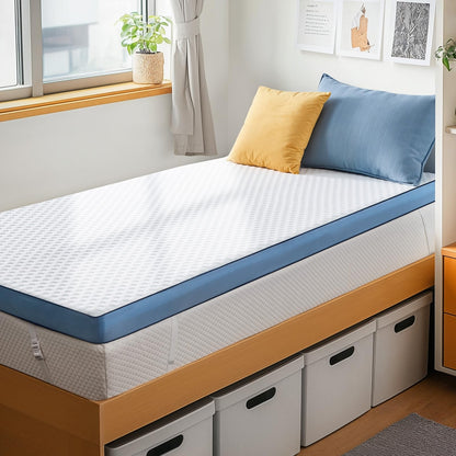 PERLECARE 3 Inch Firm Mattress Topper Twin Size, Cooling Gel-Infused & Bamboo Charcoal Memory Foam Bed Topper for Pain Relief, High-Density Mattress Pad with Removable Cover, CertiPUR-US Certified