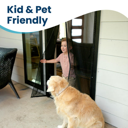 Magnetic Screen Door - Bugs Out, Breeze in - 9min Install Auto-Sealing Heavy Duty Double Stitched Mesh, 52 Magnets, Hands Free Sliding & Patio Door Net, Pet & Kid Friendly, 38 x 82 Inch, Flux Phenom
