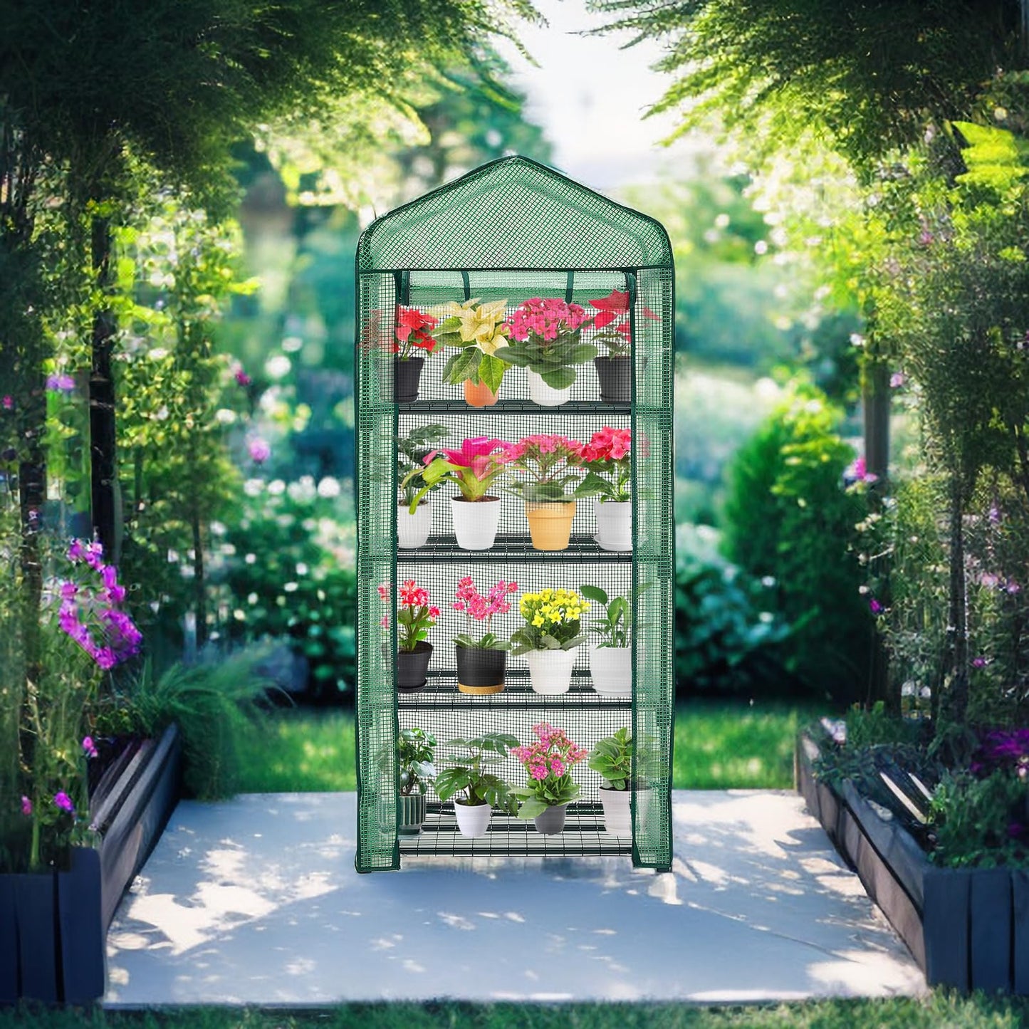 Purlyu Mini Greenhouse for Indoor Outdoor,Plant Green House 4-Tier Rack Stand Portable Greenhouses with Durable PE Cover for Seedling, 2.5x1.6x5.2 FT Ideal Gardening Gifts for Women Men(PLGH704G)