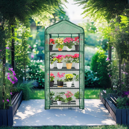 Purlyu Mini Greenhouse for Indoor Outdoor,Plant Green House 4-Tier Rack Stand Portable Greenhouses with Durable PE Cover for Seedling, 2.5x1.6x5.2 FT Ideal Gardening Gifts for Women Men(PLGH704G)