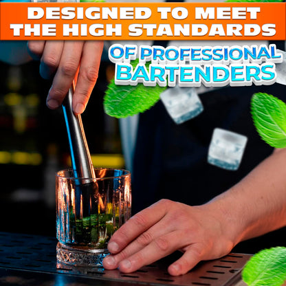 8 Inches Drink Muddler for Cocktails – Stainless Steel Muddler Tool with Textured Head, Lightweight Build – Fruit Smasher for Drinks, Mojitos, Avocado, Herbs, Spices & Ice Crushing Bar Tool for Mixing