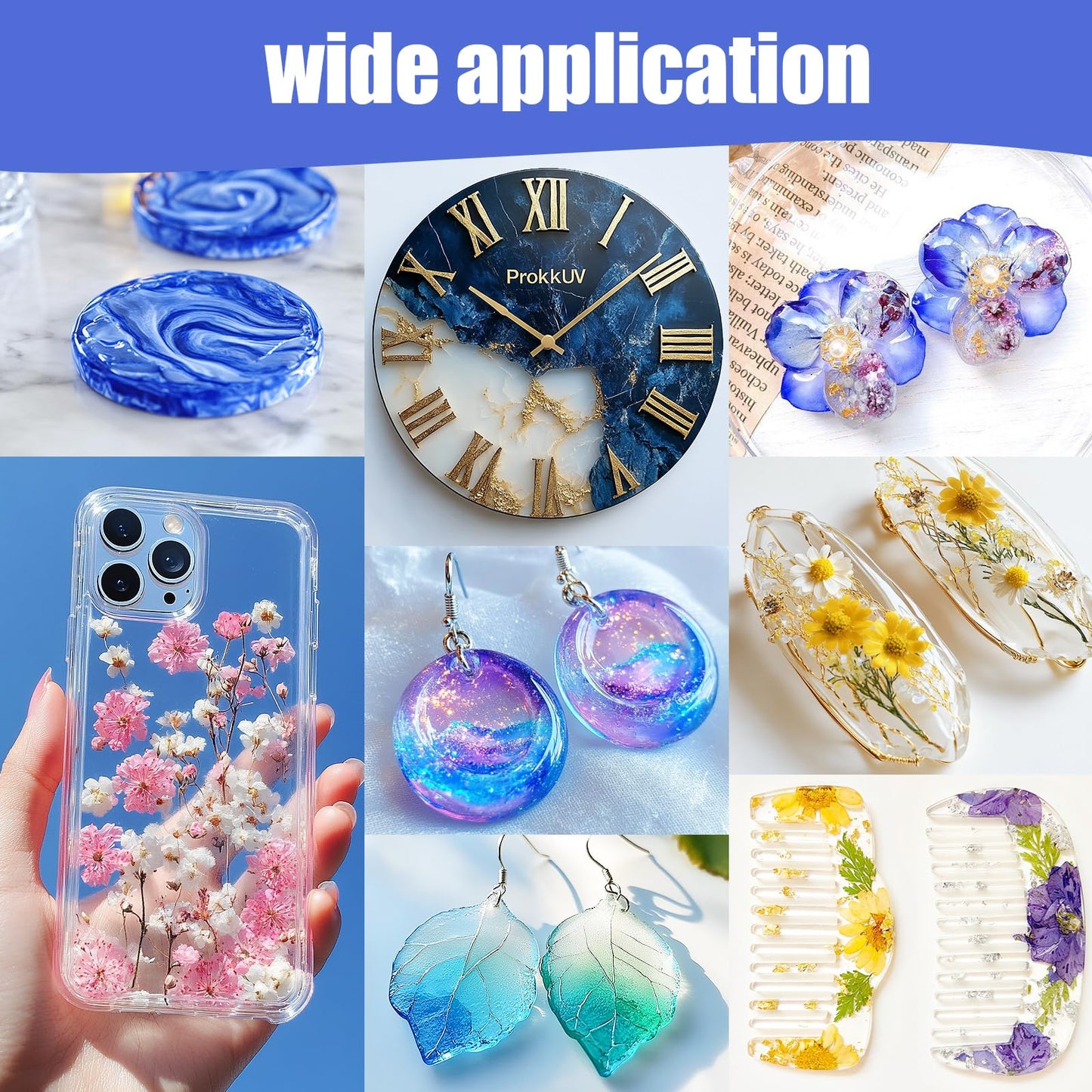 ProKKUV Epoxy Resin Kit, 64OZ Kit Crystal Clear Resin Epoxy, Bubble Free, No Yellowing, UV Resistant, Food Safe with Foil Flakes, Sequin, Easy Mix 1:1 for DIY Crafts Jewelry Making(32OZ x 2)