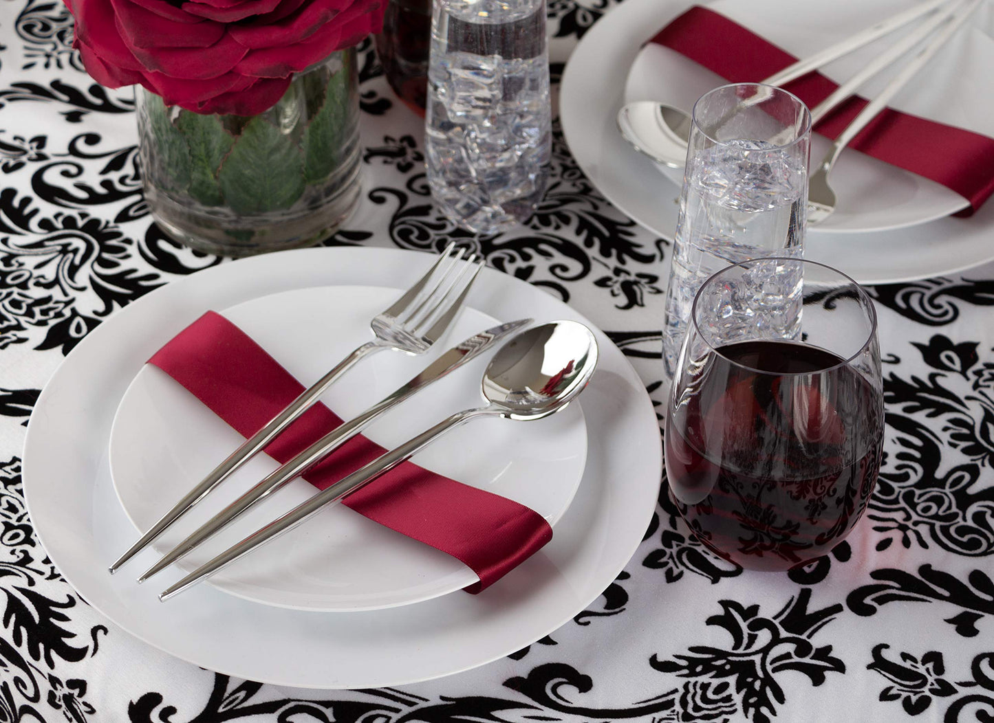 Novelty Modern Flatware Cutlery Disposable Plastic Combo Set 80 Count Luxury Silver, Service for 16