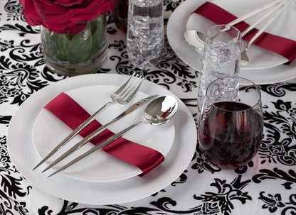 Novelty Modern Flatware Cutlery Disposable Plastic Combo Set 80 Count Luxury Silver, Service for 16