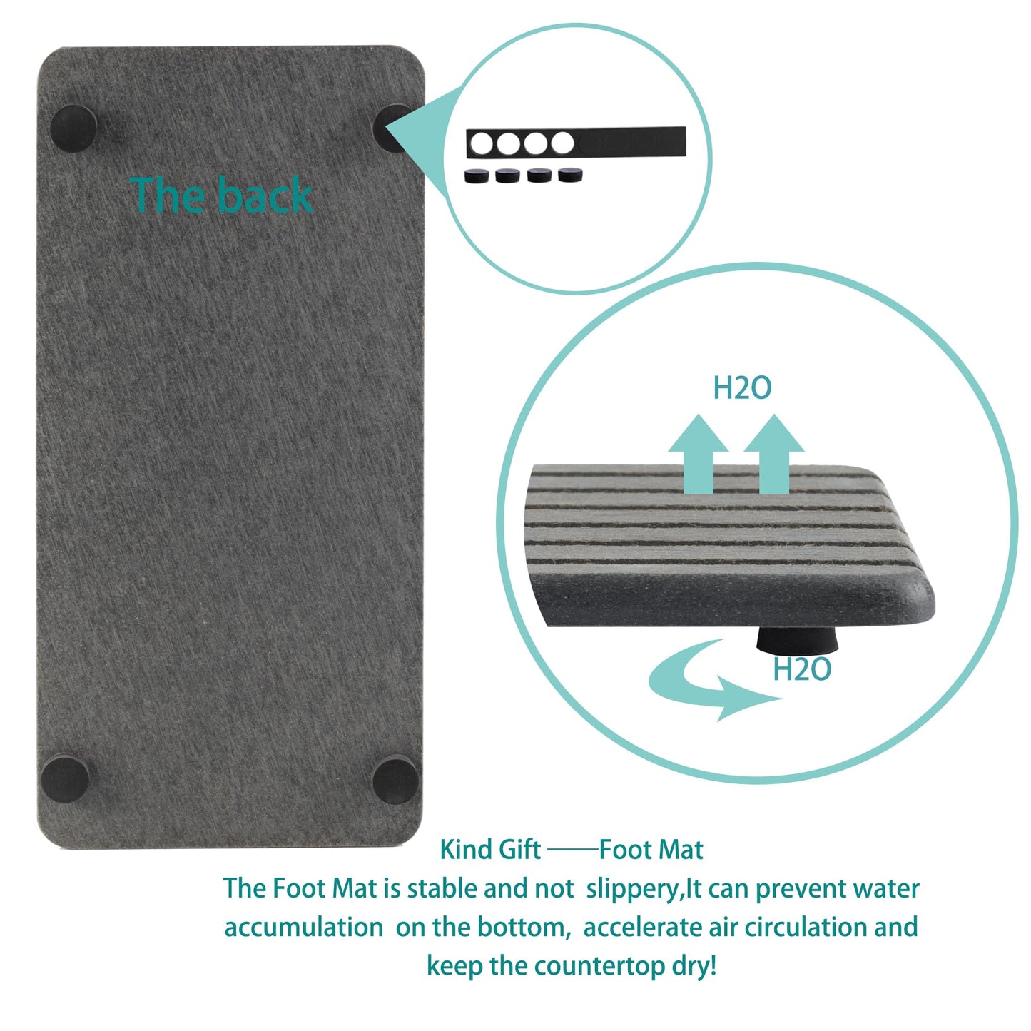 NiuYichee 2 PCS Water Absorbent Diatomite Coasters Rectangle, Grooved Design, Water Absorbing Stone Used for Hand Soaps & Plants & toiletries in The Modern Home