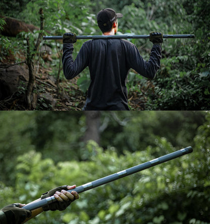 Prime Adventure Hiking Tactical Stick Walking Staff - Outdoor Multitool Gear Trekking Pole Collapsible Retractable Premium 15 in 1 | 8 Tubes