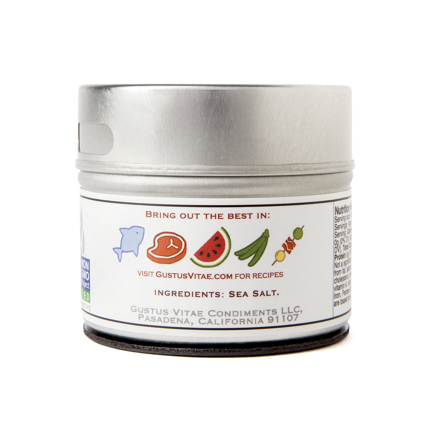 Natural Smoked Sea Salt | Non GMO Verified | Magnetic Tin | Finishing Salt | 3.0oz | Crafted In Small Batches By Gustus Vitae | #24