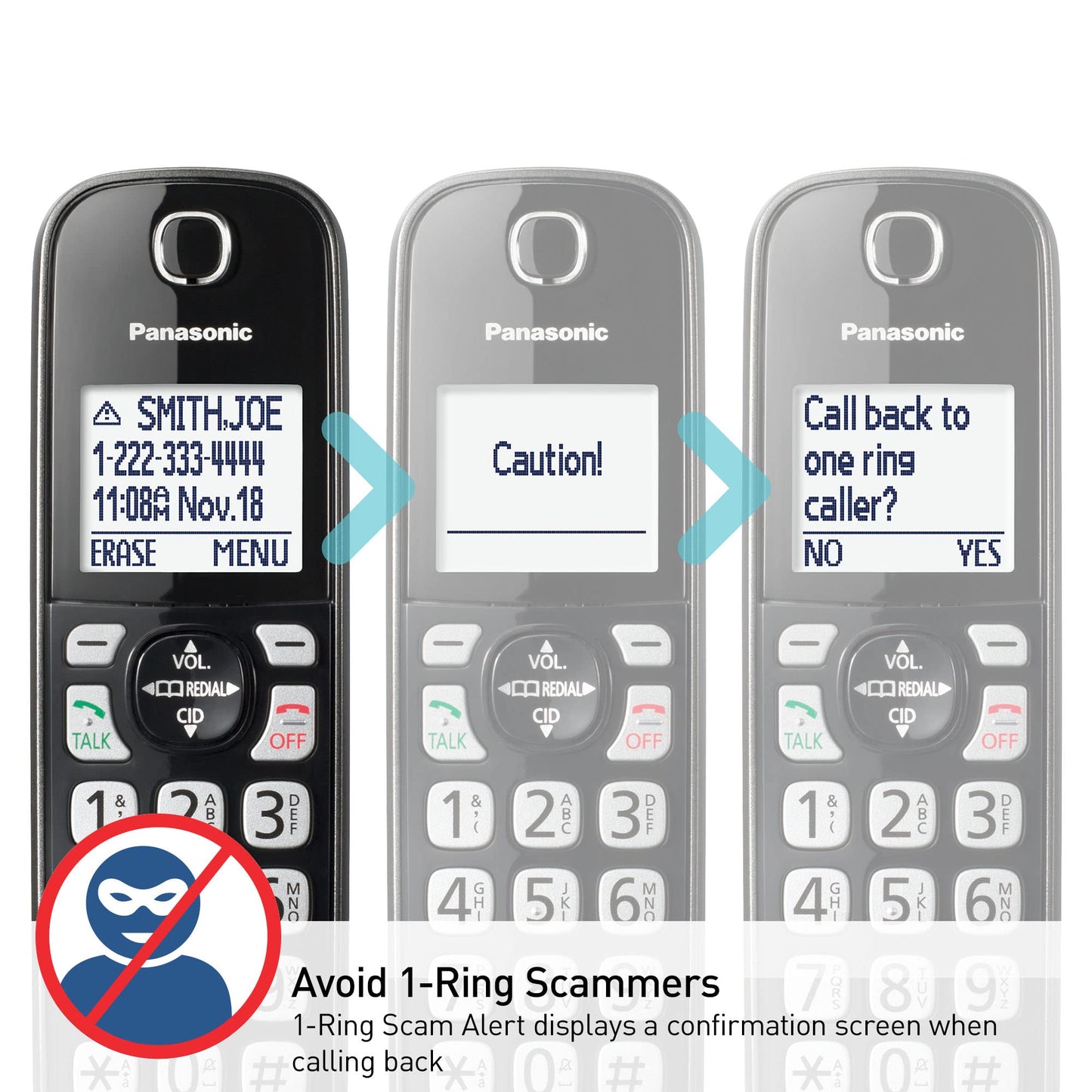 Panasonic Cordless Phone with Answering Machine, Advanced Call Block, Bilingual Caller ID and Easy to Read High-Contrast Display, Expandable System with 2 Handsets - KX-TGD832M (Metallic Black)