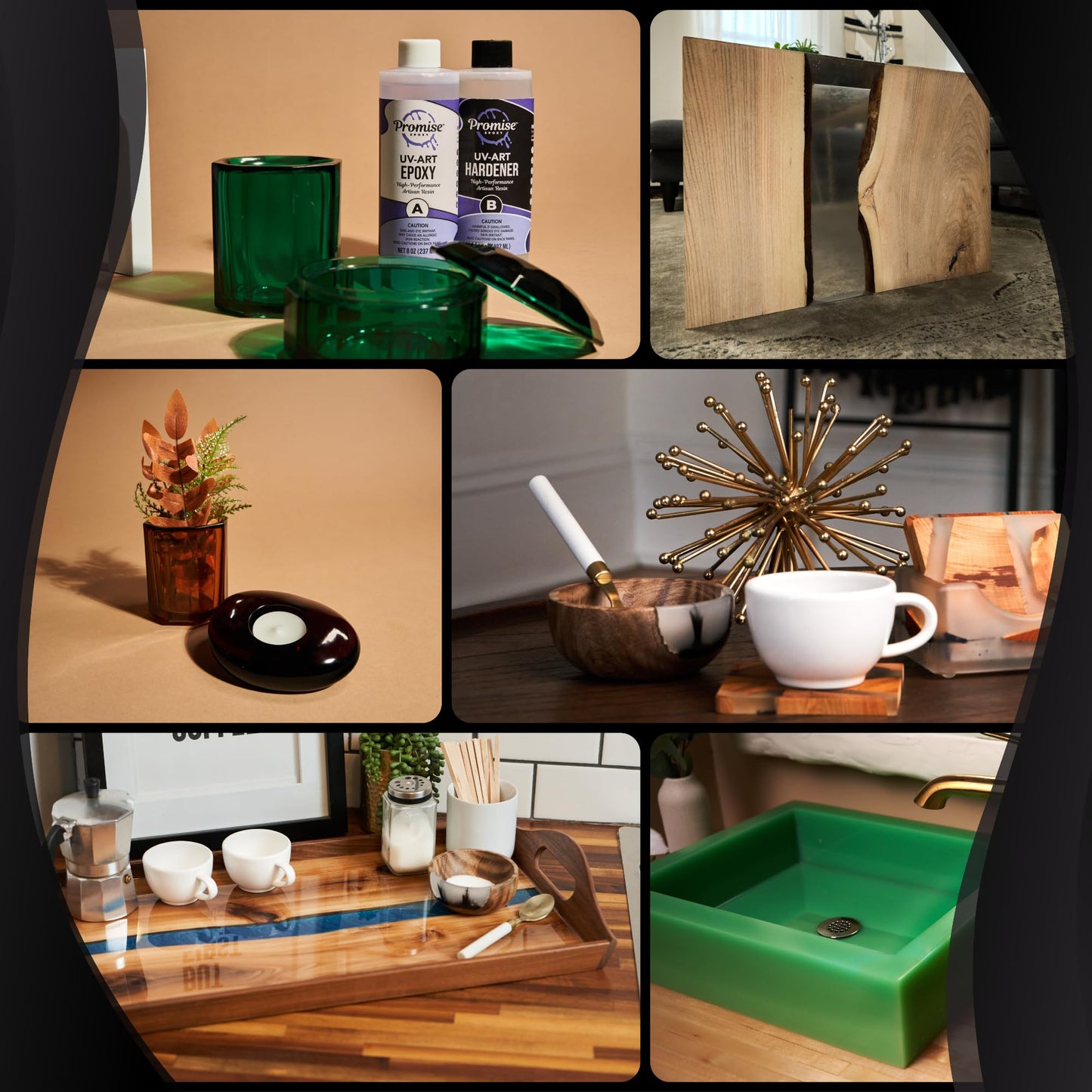 Promise Epoxy UV Art Resin 16 Oz Kit – Crystal Clear Table Top Epoxy with Superior UV Resistance, Perfect for Casting, DIY Projects, Jewelry Making, Home Décor, and Other Arts and Crafts