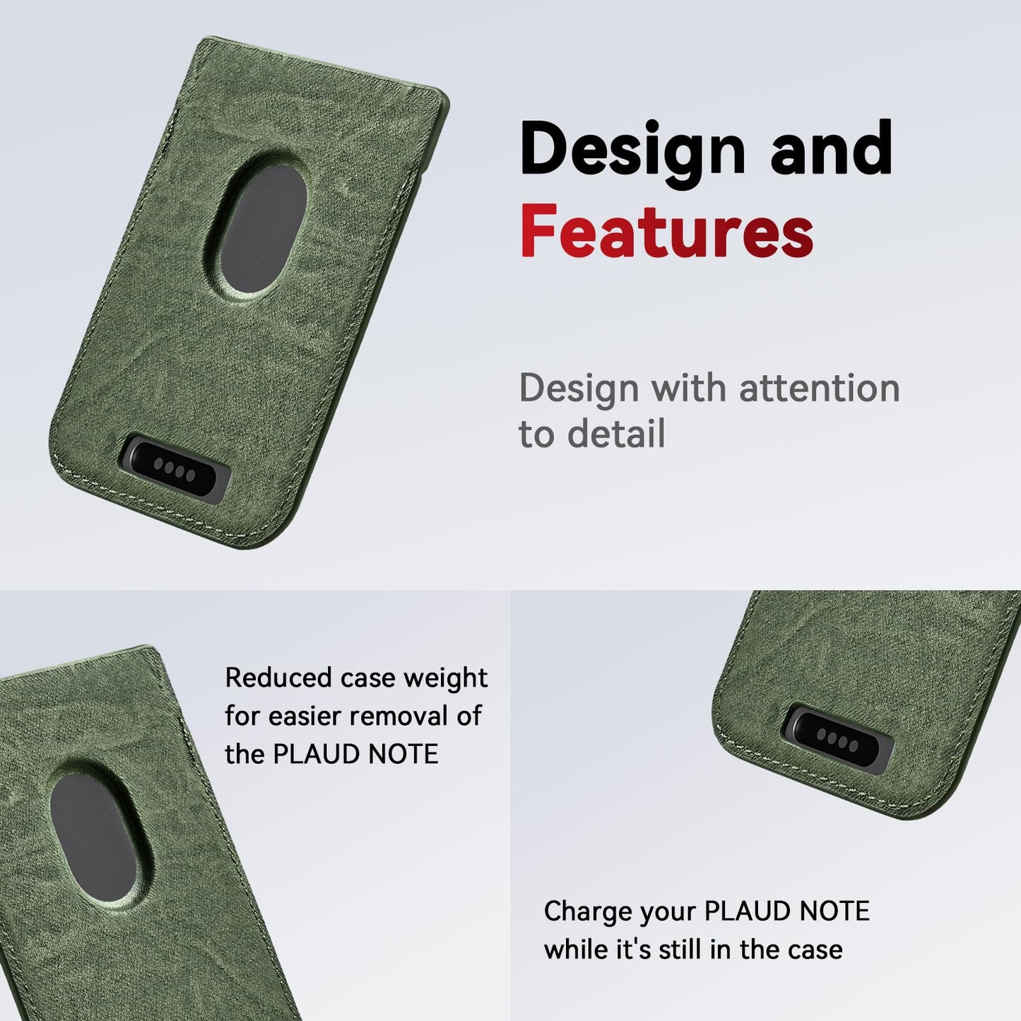 Magnetic Carrying Leather Case for PLAUD Note AI Voice Recorder – Thin Phone Wallet Attachment, Compatible with All Phone Sizes Green (Original Equipment Included, No Additional Purchases Needed)