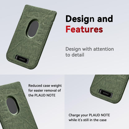 Magnetic Carrying Leather Case for PLAUD Note AI Voice Recorder – Thin Phone Wallet Attachment, Compatible with All Phone Sizes Green (Original Equipment Included, No Additional Purchases Needed)