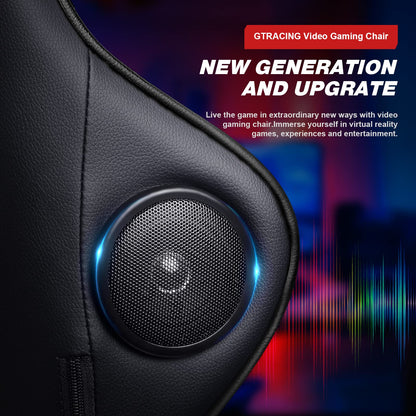 GTRACING Gaming Chair with Footrest Speakers Video Game Chair Bluetooth Music Heavy Duty Ergonomic Computer Office Desk Chair