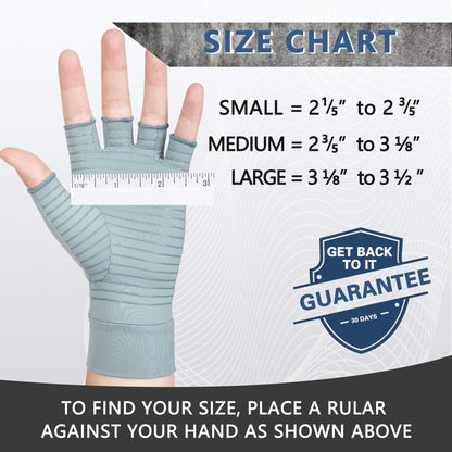HENOTIC Copper Arthritis Gloves for Women Men, Fingerless Breathable & Moisture Wicking Arthritis Compression Gloves for Relieving Carpal Tunnel Aches, Rheumatoid Pains, Joint Swell Blue-Grey M