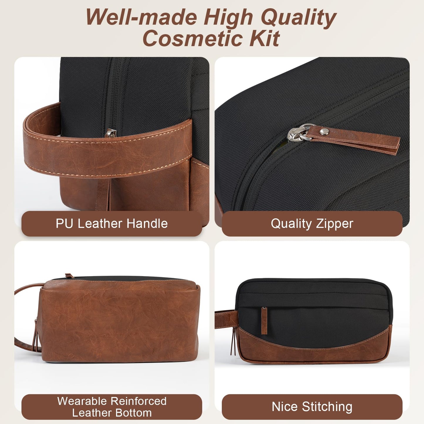 Ezday Travel Toiletry Bag for Men, Hanging Toiletry Organizer, Water Resistant Shaving Kit with Large Capacity for Travel Accessories (Black, Medium)