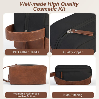 Ezday Travel Toiletry Bag for Men, Hanging Toiletry Organizer, Water Resistant Shaving Kit with Large Capacity for Travel Accessories (Black, Medium)