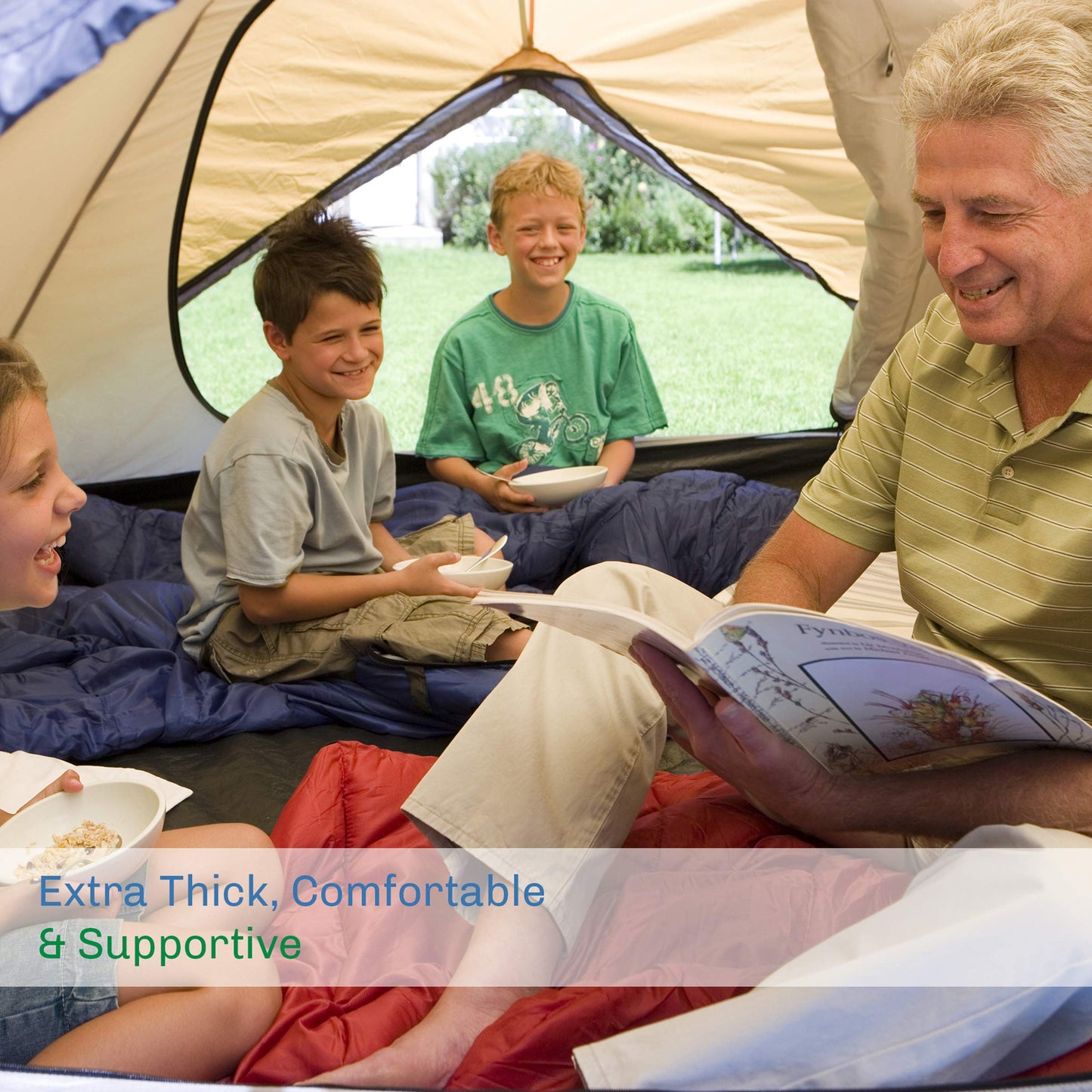 Foam Sleeping Pad for Camping - 1.25-Inch-Thick Waterproof Sleep Pad with Carry Straps for Cots, Tents, or Sleepovers by Wakeman Outdoors (Blue)