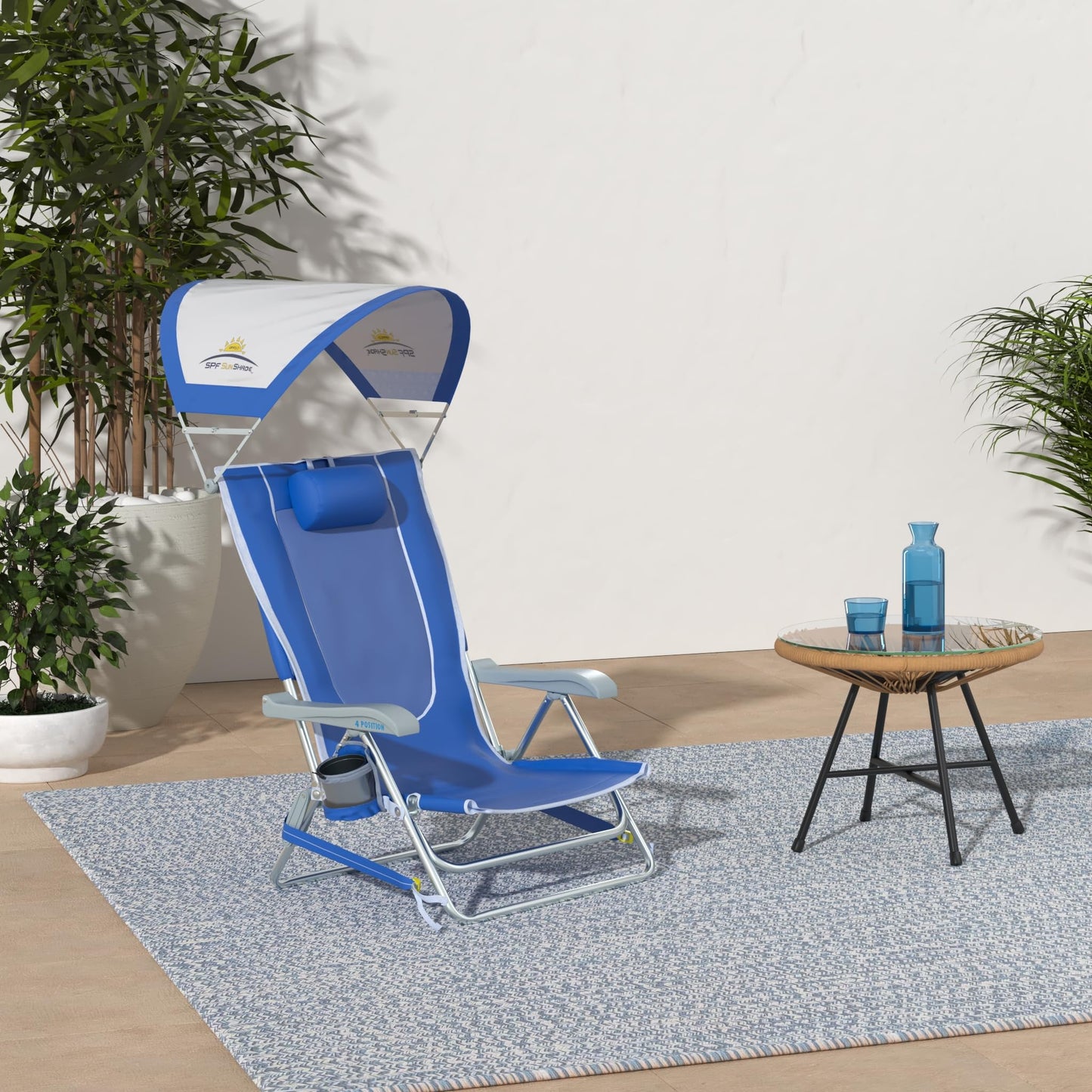 GCI Outdoor Waterside SunShade Backpack Beach Chair with Canopy Shade