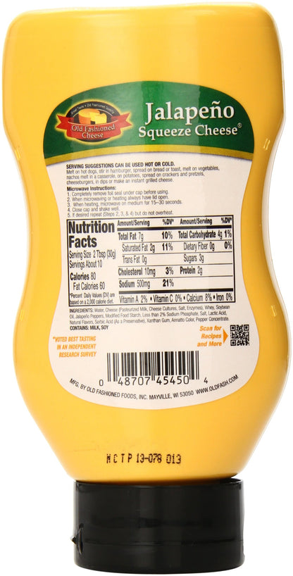 Old Fashioned Cheese Jalapeno Squeeze Cheese, 11.5 Ounce