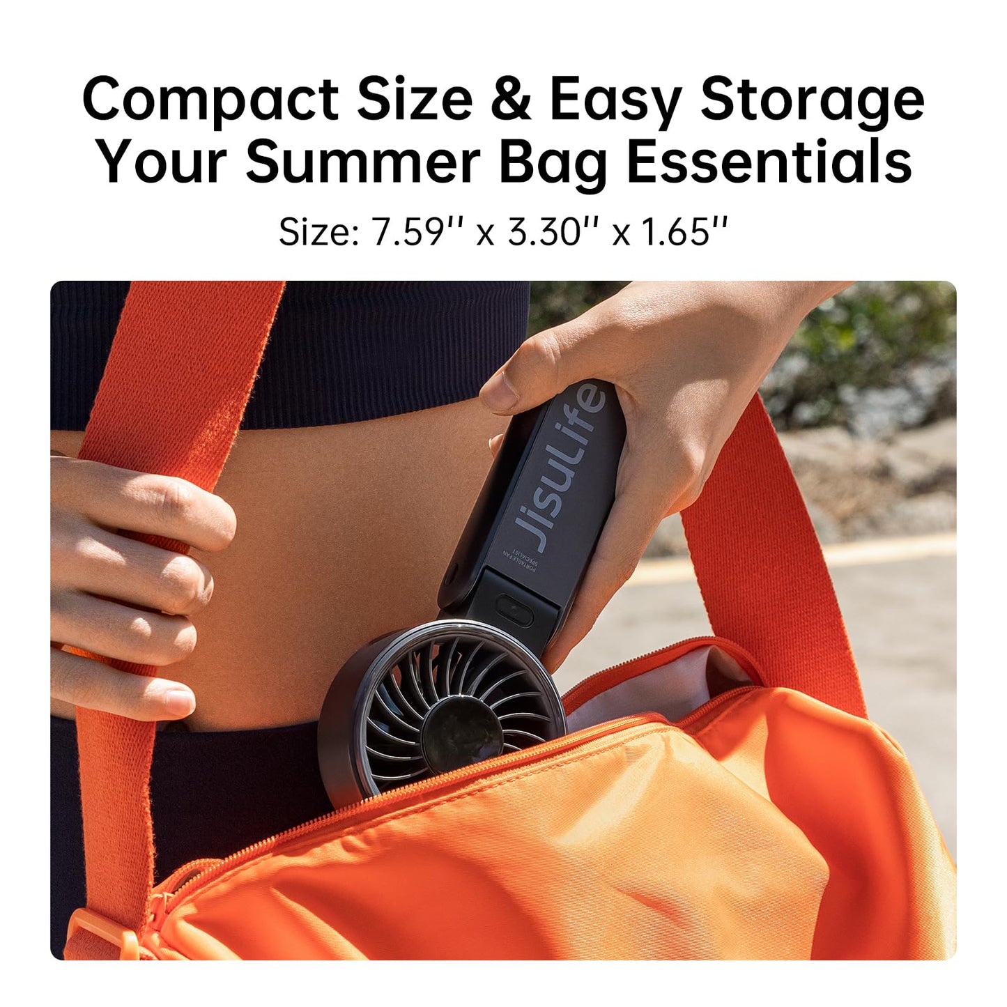 JISULIFE Handheld Fan Life7 – Ultimate Flexibility: High-Power Motor, LED Display, 19.5 Hrs Cooling, 5000mAh Rechargeable, 5-Speed, Foldable Design, 3-IN-1 Portable Fan for Travel Cruise Beach(Black)