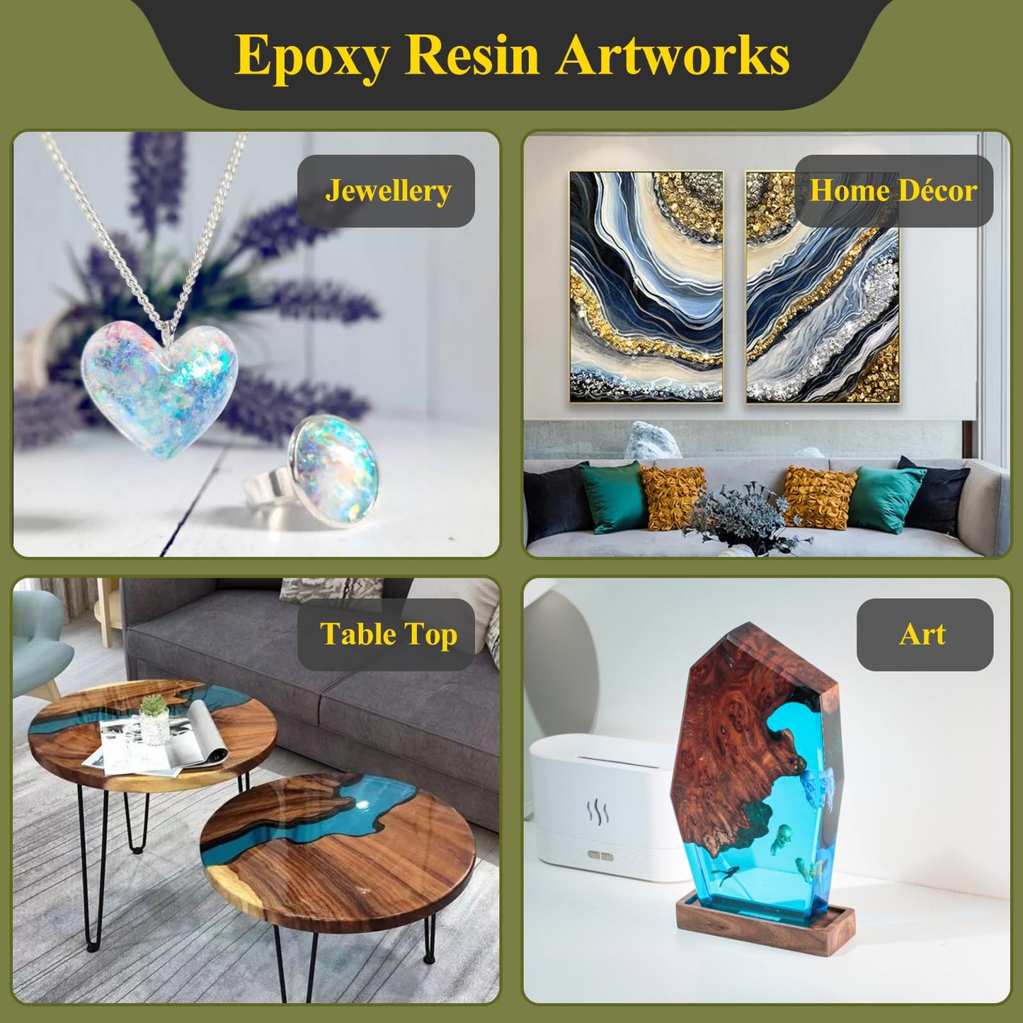 2 Gallon 3×UV Resistant Resin Kit,No Bubble & Crystal Clear Epoxy Resin for Coating, Casting, Table Top,DIY, Bar Top, River Tables, Resin Art, Wood with Two Pumps