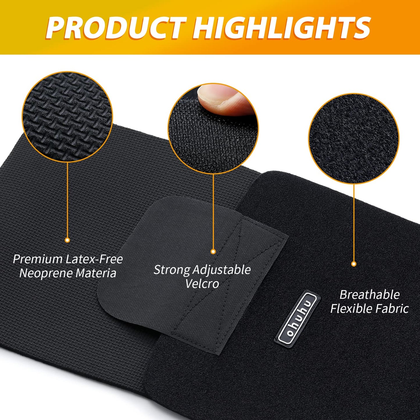 Ohuhu Waist Trimmer, Adjustable Neoprene Ab Trainer Belt for Back Support, Sweat Band Waist Trainer for Training & Workouts, Sweat Enhancer, Fits Up to 40 Inches for Men & Women Black (Medium)