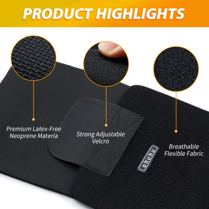 Ohuhu Waist Trimmer, Adjustable Neoprene Ab Trainer Belt for Back Support, Sweat Band Waist Trainer for Training & Workouts, Sweat Enhancer, Fits Up to 40 Inches for Men & Women Black (Medium)