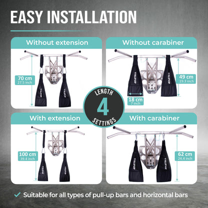 PULLUP & DIP Ab Straps, Premium Abdominal Slings for Abdominal Training, Padded Workout Straps for Crunches, Hanging, Leg Raise, Set of 2 Ab Slings for Pull-Up and Chin-Up Bar