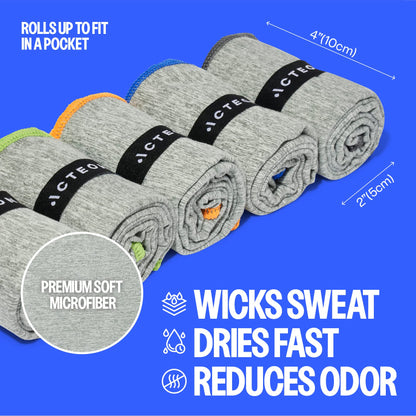 Acteon Microfiber Quick Dry Gym Towel, Silver ION Odor-Free Absorbent Fiber, Fast Drying, Men & Women Workout Gear for Body Sweat, Working Out, Towels