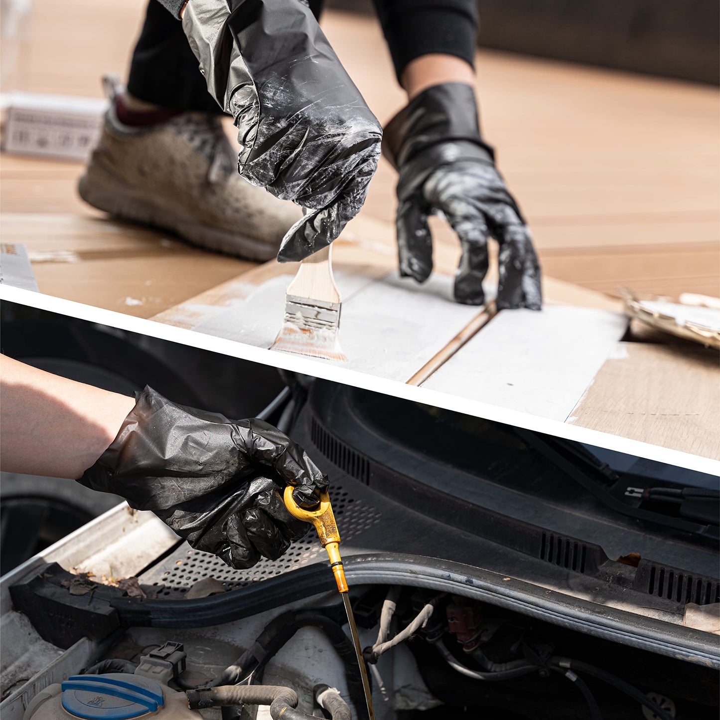 OKIAAS Black Plastic Gloves (100-Count) Latex Free, for Kitchen Cooking Salon| Food Handling Serving, Hair Dying Coloring Gloves Medium