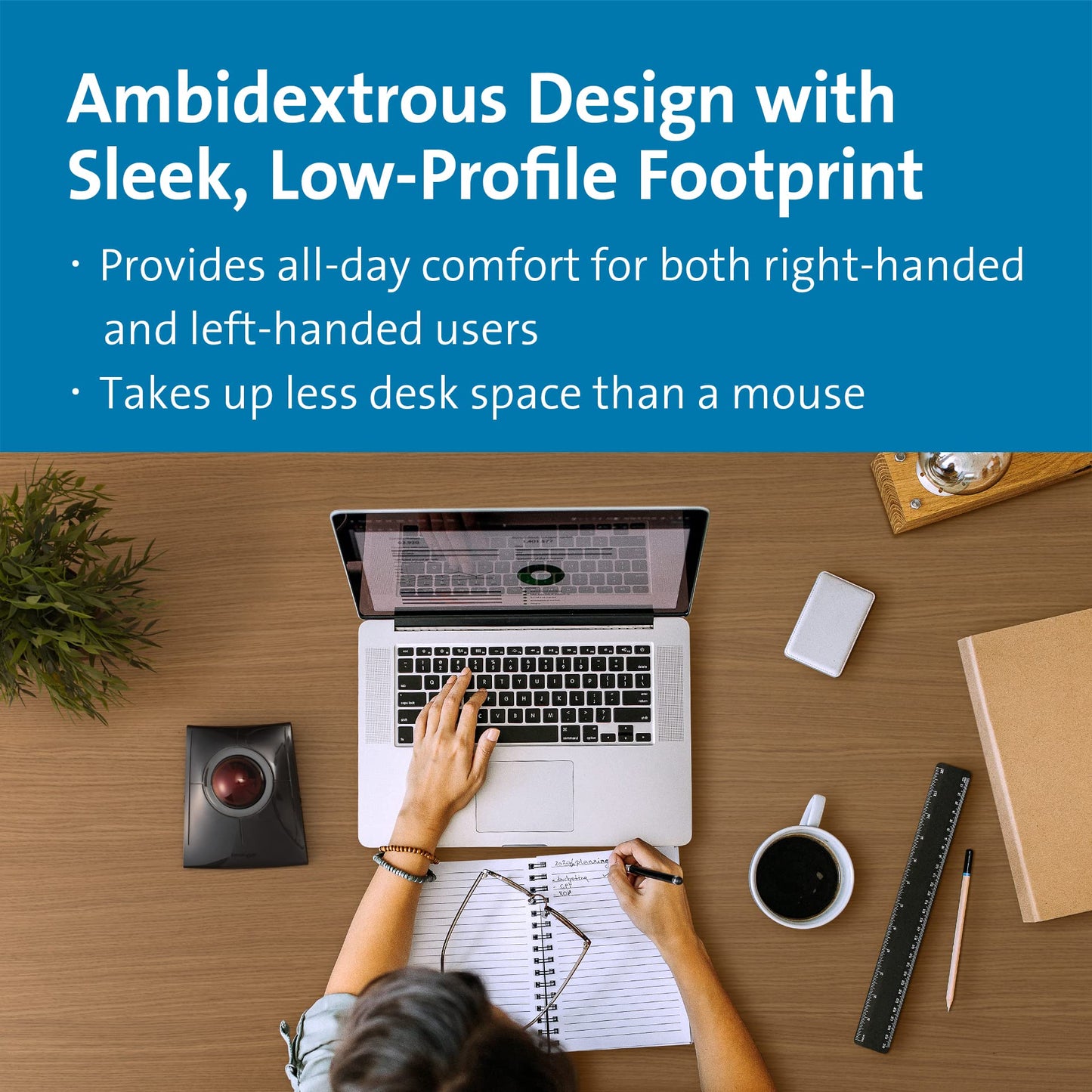 Kensington SlimBlade™ Pro Wireless Trackball, Rechargeable Battery, Bluetooth 2.4GHz Connection Options (K72080WW)