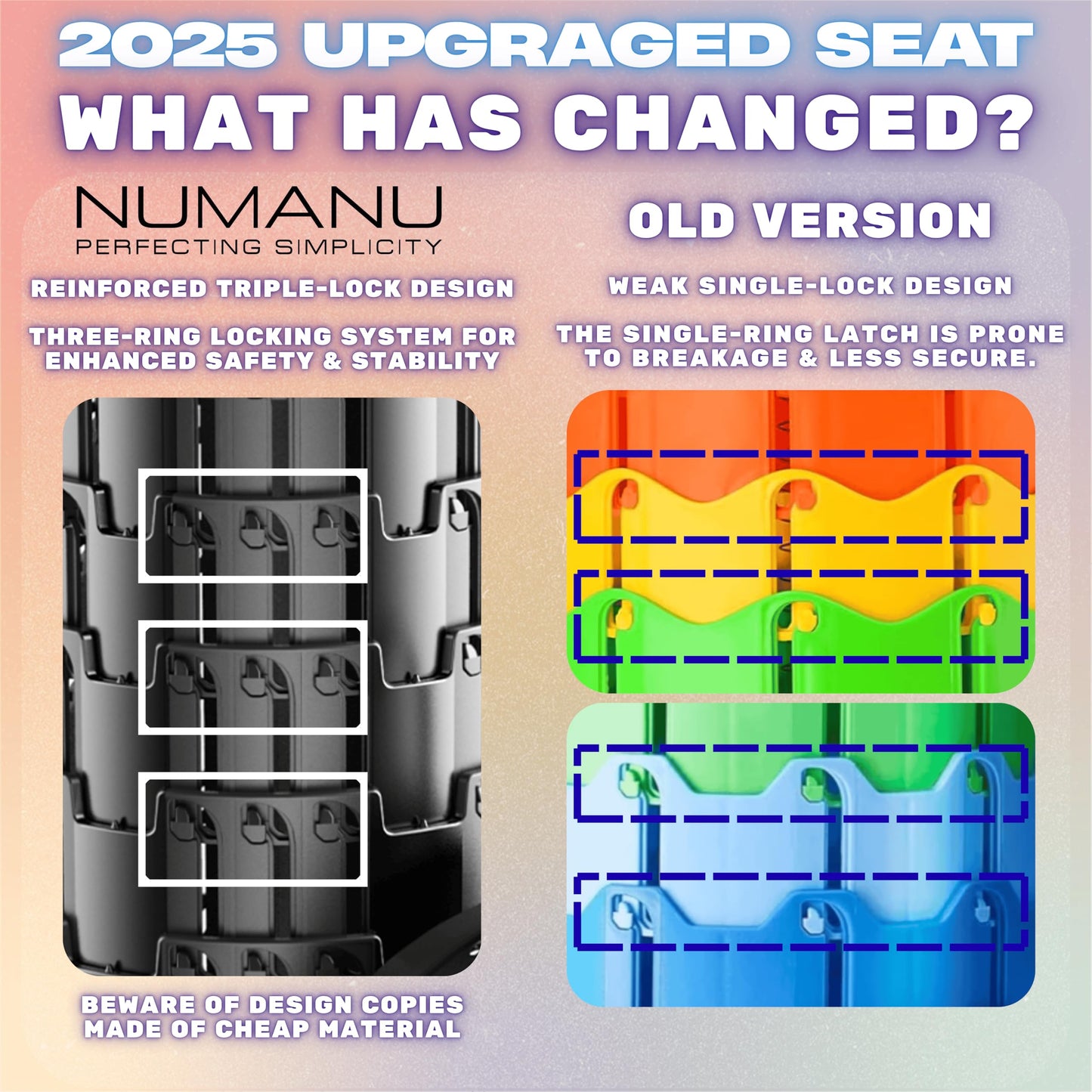 NUMANU 2-Pack 2025 Upgraded Collapsible Stool & Dual Carry Bag + Clips, Max 620lb Portable Folding Stool, Height Adjustable Retractable Telescopic Seat, Travel Chair, Foldable Camping Seat or Footrest