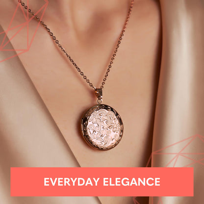 Mighty Dainty Locket Necklace for Women Girls, 18” Jewelry Chain, Picture Photo Inside, Cadenas para mujer, Personalized Custom Name Gold Locket, Customized Couples Locket, Silver, Rose Gold, Gold