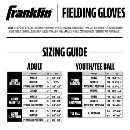 Franklin Sports Baseball + Softball Glove - Field Master Baseball + Softball Mitt - Youth Glove - Left Hand Throw - 10" - Camel Brown