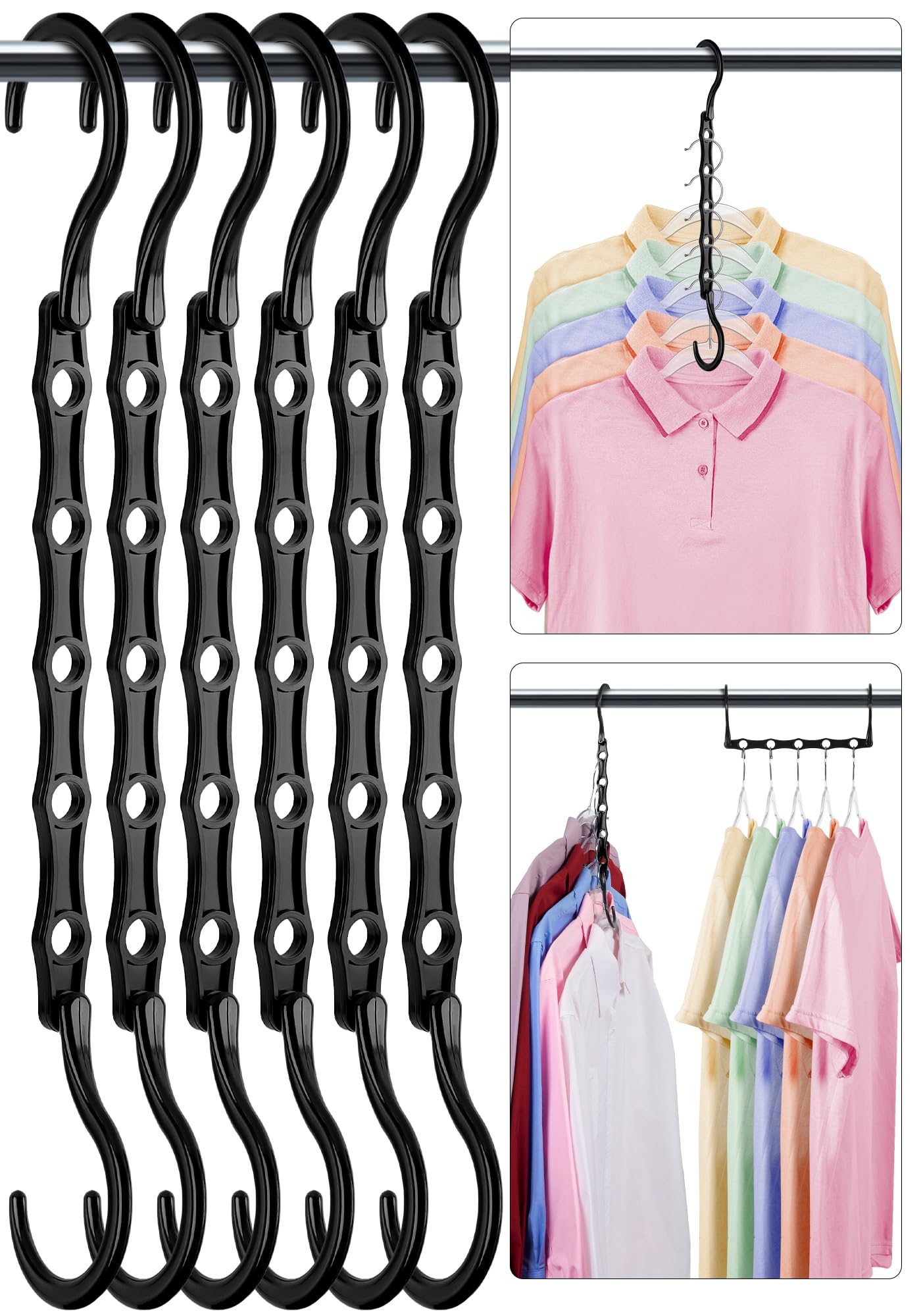 HOUSE DAY Closet Organizers and Storage 12 Pack, College Dorm Room Essentials, Multifunctional Organizer Magic Space Saving Hangers with 5 Holes, Storage Organization for Wardrobe Closet