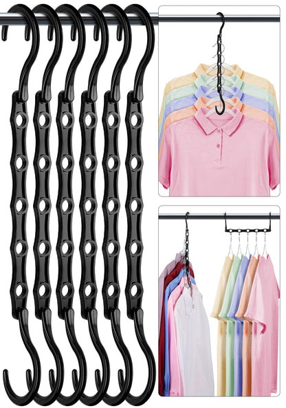 HOUSE DAY Closet Organizers and Storage 12 Pack, College Dorm Room Essentials, Multifunctional Organizer Magic Space Saving Hangers with 5 Holes, Storage Organization for Wardrobe Closet