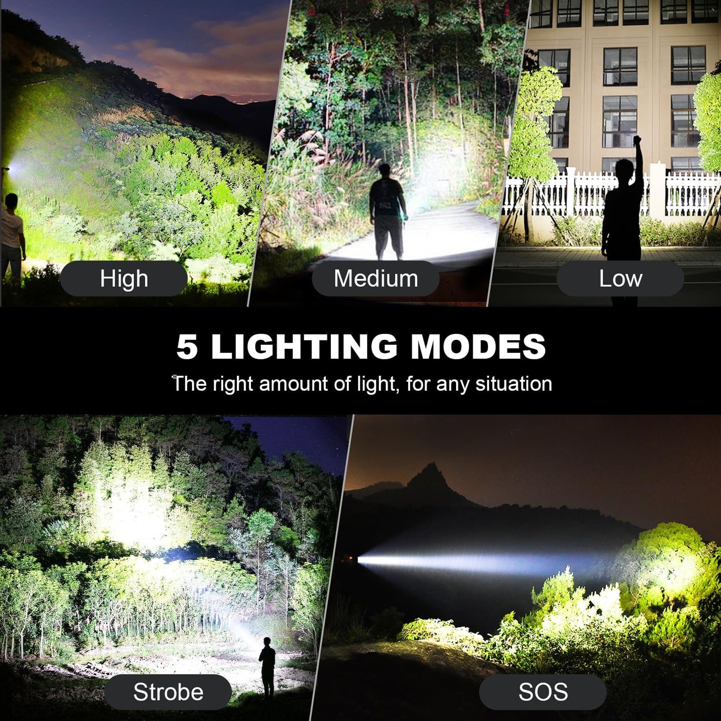 Led Flashlights 90,000 Lumen High Lumens Rechargeable 2 Pack, Brightest Flash Light with 5 Modes & 18H Runtime, IPX7 Waterproof, Powerful Handheld Flashlights for Home Camping Hiking