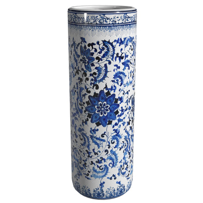 Red Lantern 24" Floral Blue & White Porcelain Umbrella Stand