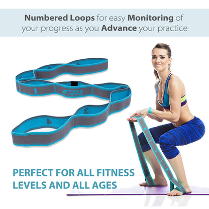 Fitter’s Niche Exercise Resistant Stretch Band, High Elastic Multi-Level Stretching Strap, Ideal for Tone Muscles Physical Therapy Gym Recovery Dancing Flexibility Hamstring,Bonus Carry Bag and E-book