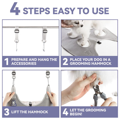 Loflaze Dog Grooming Hammock Harness for Dogs & Cats with Pet Nail Clipper Trimmer - Cat Hanger Sling for Trimming Clipping Nails- Dog Hammock Restraint Bag for Small Medium Large pet （ Grey S ）