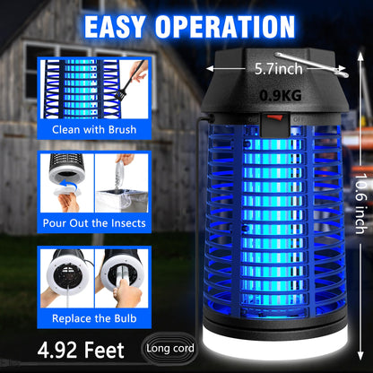 Remote Control Bug Zapper, Outdoor & Indoor Electric Mosquito Killer with LED Light, Waterproof Fly Trap & Insect Catcher, Plug-in Insect Repellent for Outside, Patio, Garage, Home, and Garden