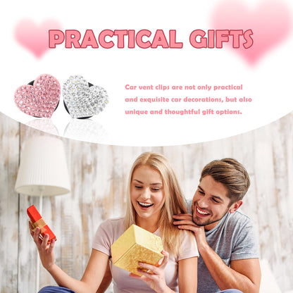 4PCS Heart-Shaped Car Vent Clips with Rhinestone,Bling Air Vent Clips Car Decorations,Premium Shiny Car Clips for Vents CCar Accessories Interior for Cars,Trucks,SUVs (White)