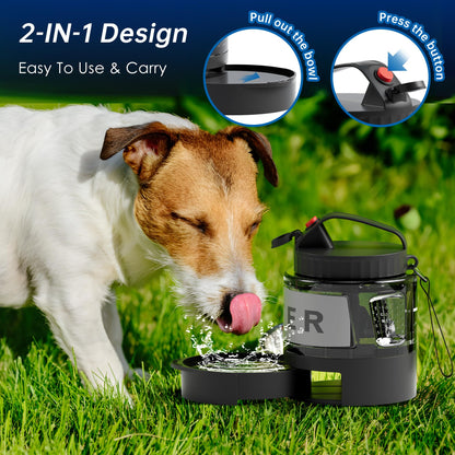 Portable Dog Water Bottle, 54oz Large Travel Water Bowl Dispenser for Dogs Camping Beach Walking Essentials, Big Portable Travel Water Bowl and Beach Accessories for Dogs，, Bpa Free, Safe and Durable