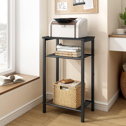 Hoctieon 3 Tier End Table, Telephone Table, Tall Side Table with Storage, Small Nightstand for Small Spaces, Metal Frame, For Living Room, Bedroom, Sofa Couch, Hall, Easy Assembly, Black